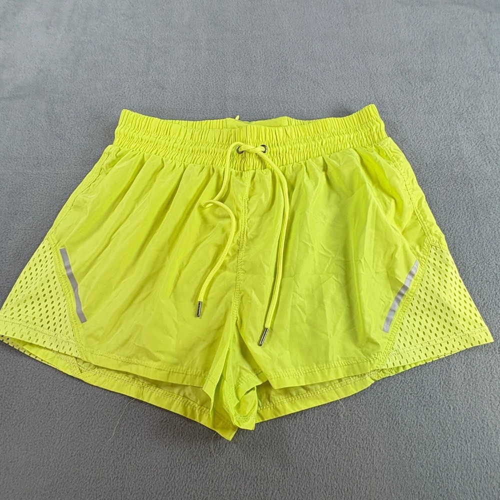 Nine West‎ Active Womens Neon Yellow Running Shorts Mesh Reflective Size M